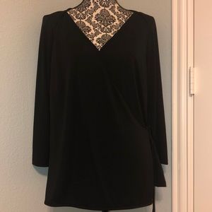 NWT - Ann Taylor - Black Knit Wrap Style Blouse